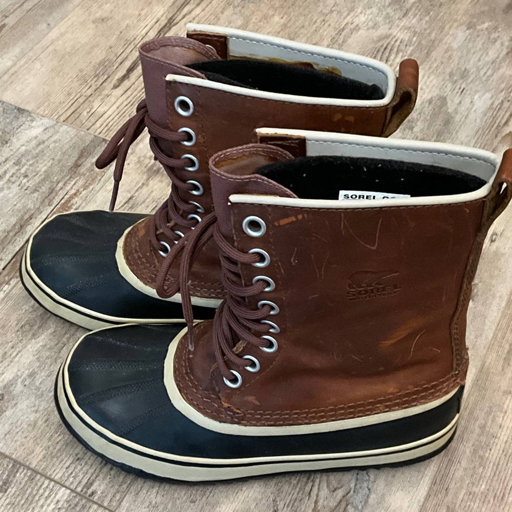 Sorel Two-Tone Leather and Rubber Boots